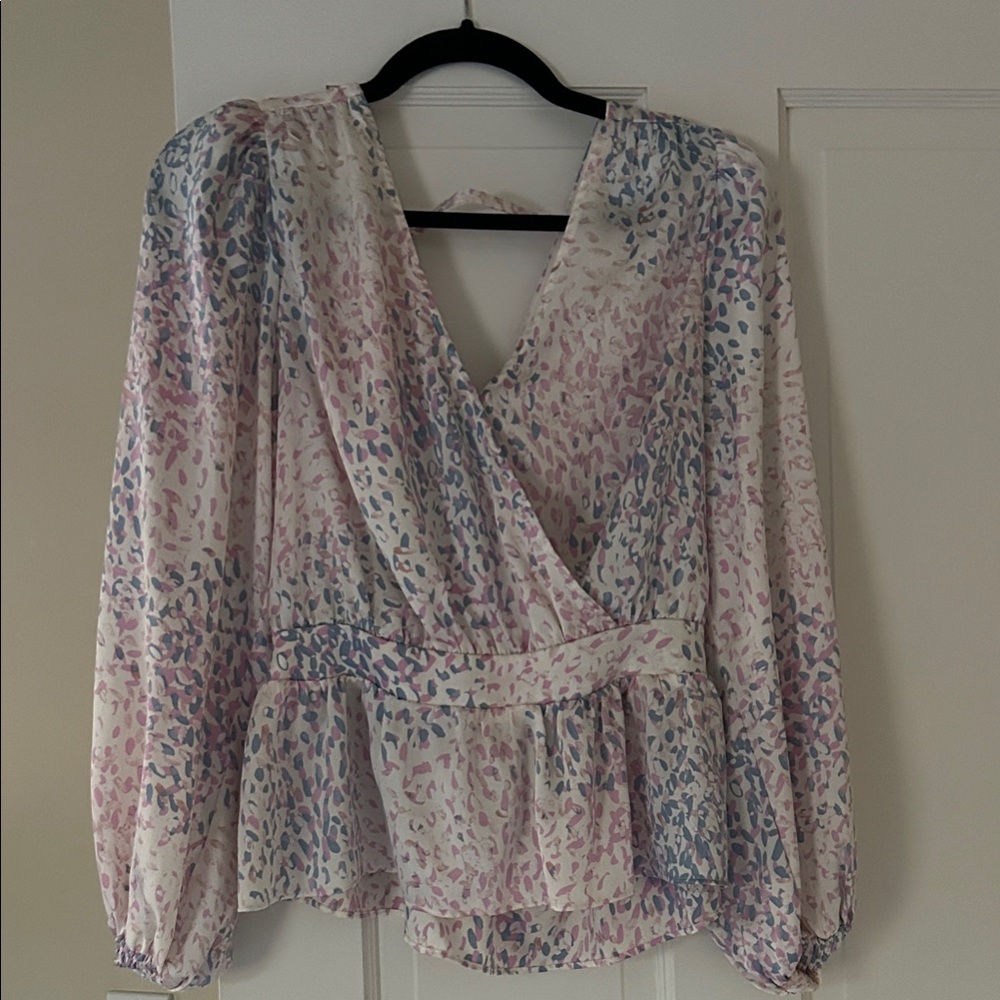 Express Pastel Patterned Wrap Blouse